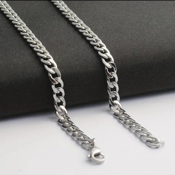 2 Pcs/Set Necklace Bracelet For Men/Women,Classic Fashion Y2k Stainless Steel. - Picture 7 of 12